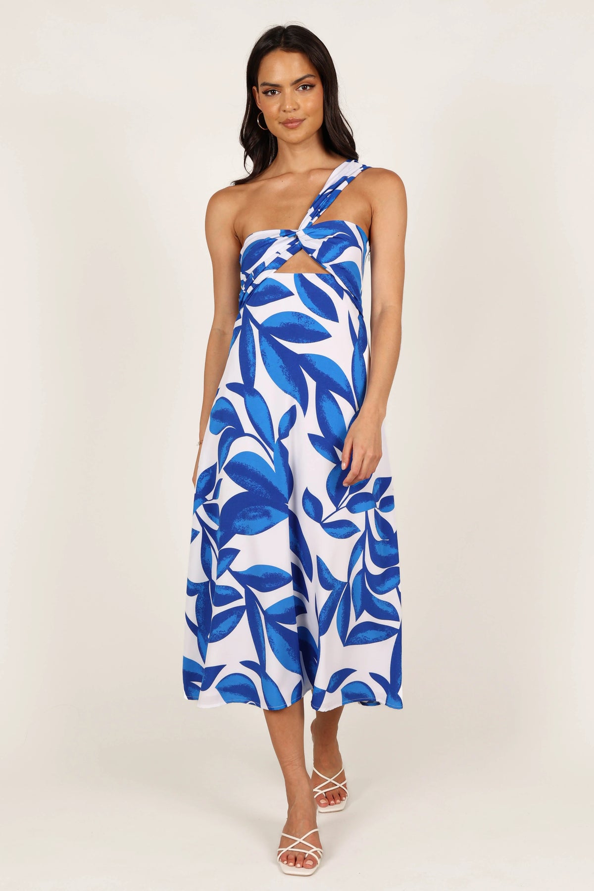 Freddie Midi Dress - White/Blue