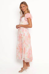 Lumis Midi Dress - Peach Floral