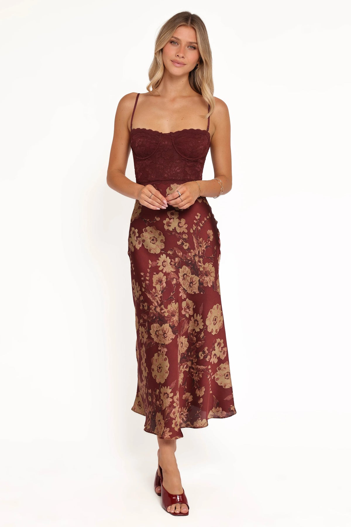 Shakira Midi Dress - Bronzed Merlot