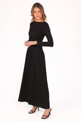 Shirley Long Sleeve Maxi Dress - Black