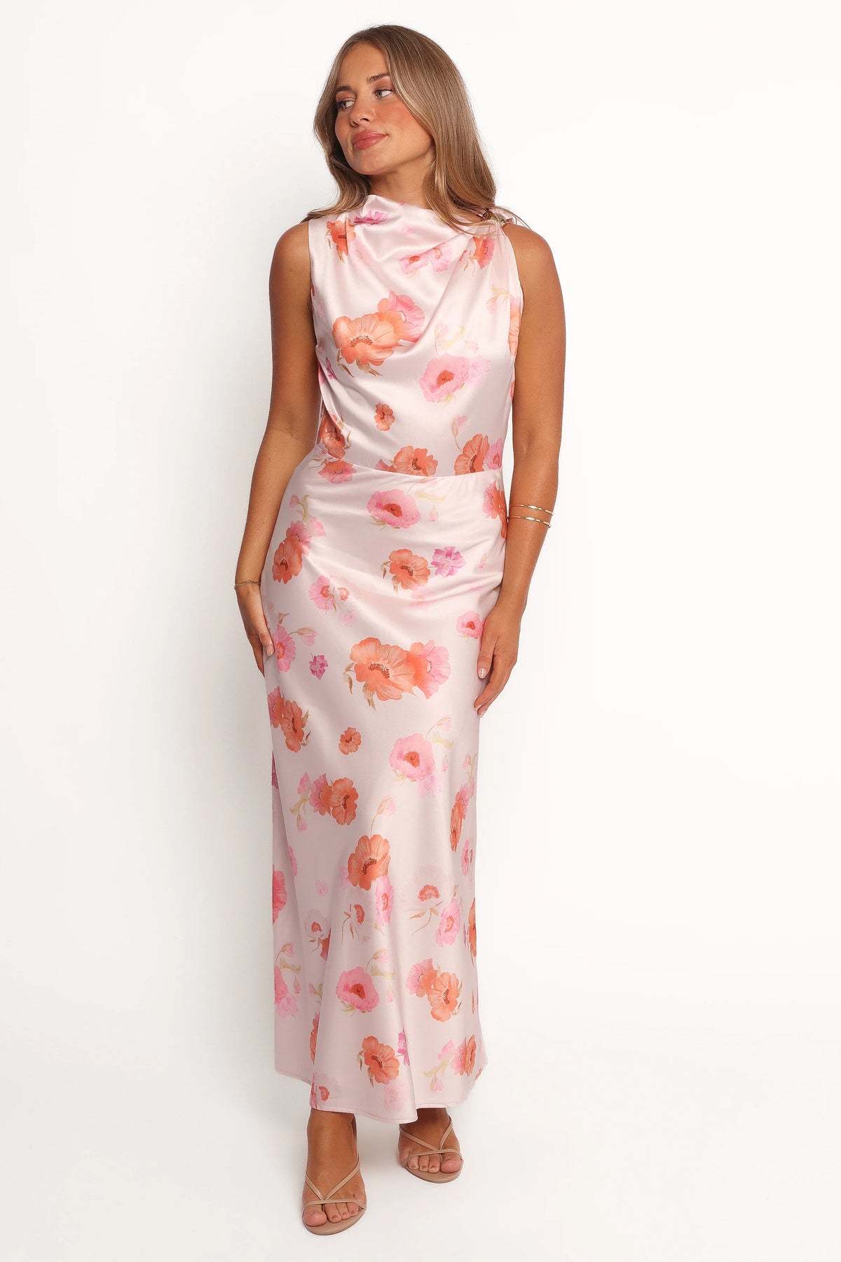 Frayla Halter Midi Dress - Pink Floral