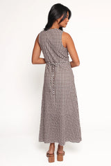 Queenie Midi Dress - Brown Gingham